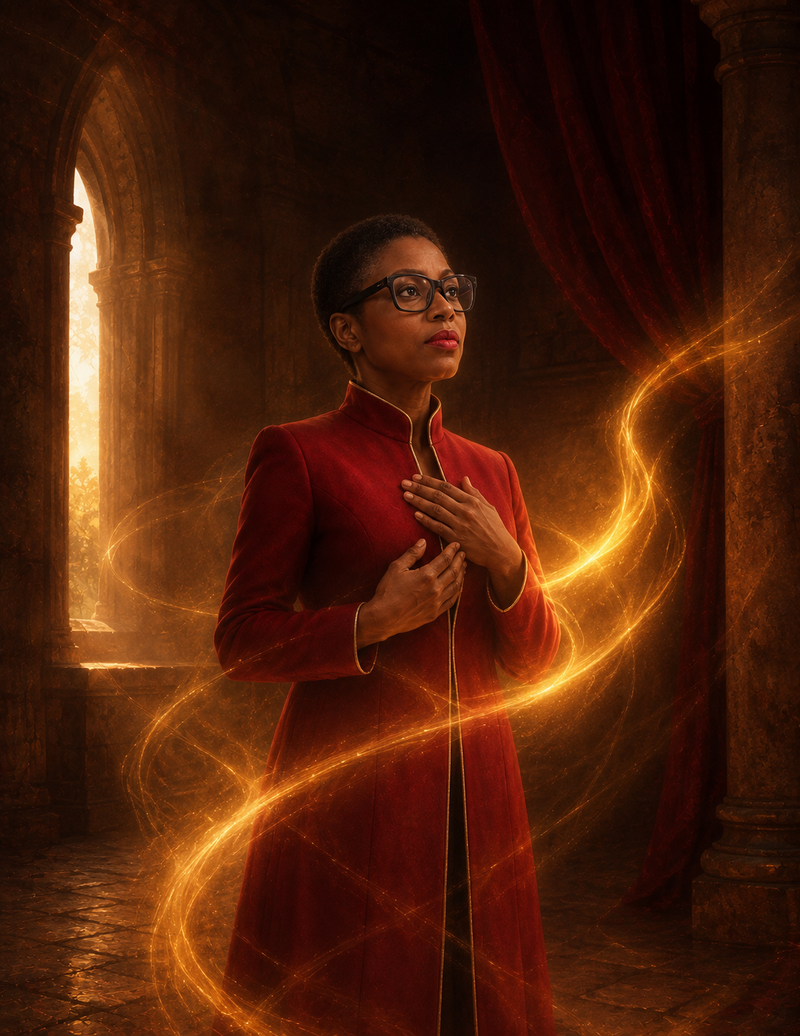 Personalized wordless portrait of Dr. Sherry-Ann Brown receiving the divine encounter that begins Jeremiah's call