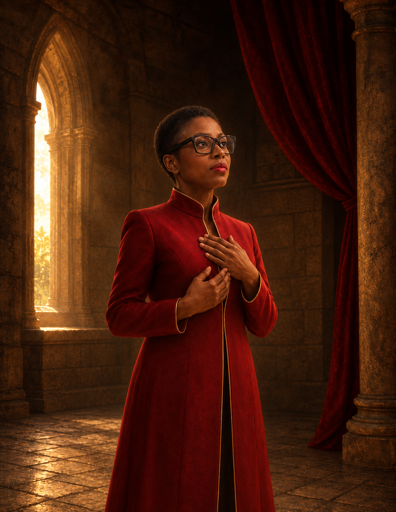 Personalized wordless portrait of Dr. Sherry-Ann Brown receiving the divine encounter that begins Jeremiah's call