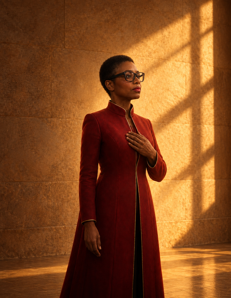 Personalized wordless portrait of Dr. Sherry-Ann Brown held within imagery of formation, prior knowledge, and appointment