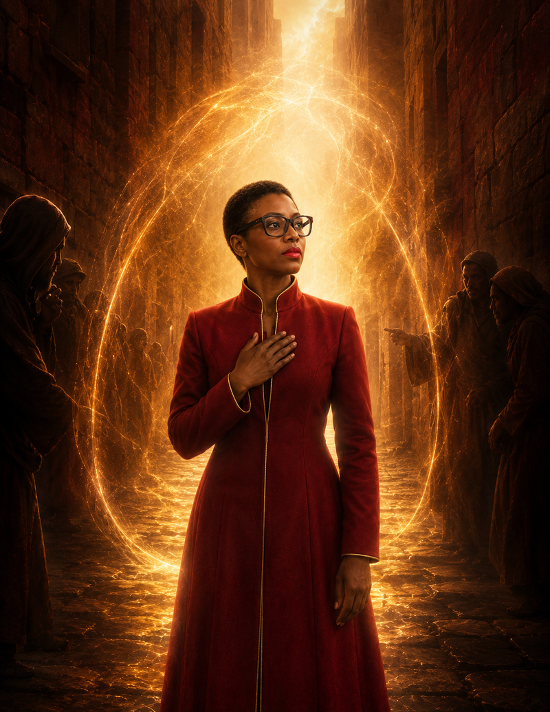 Personalized wordless portrait of Dr. Sherry-Ann Brown surrounded by the light of divine presence and protection