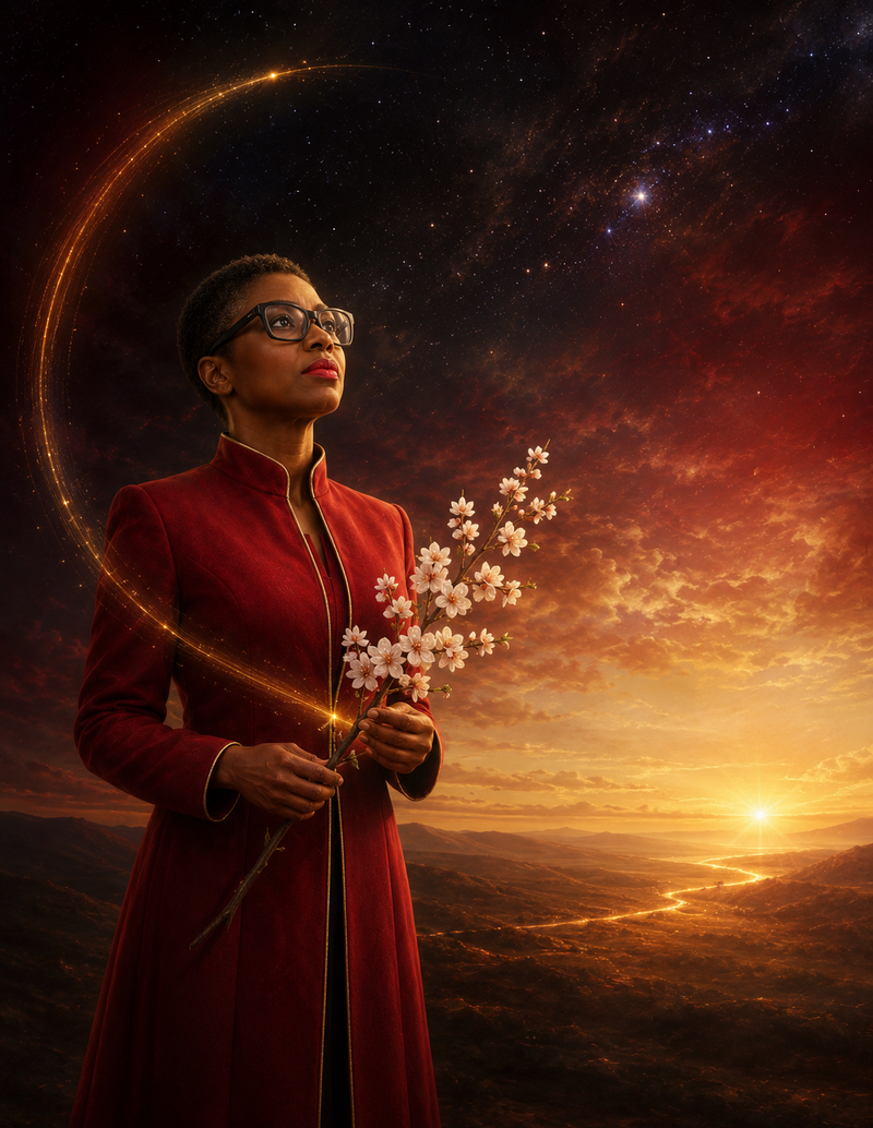 Personalized wordless portrait of Dr. Sherry-Ann Brown receiving the meaning of divine watchfulness over the word