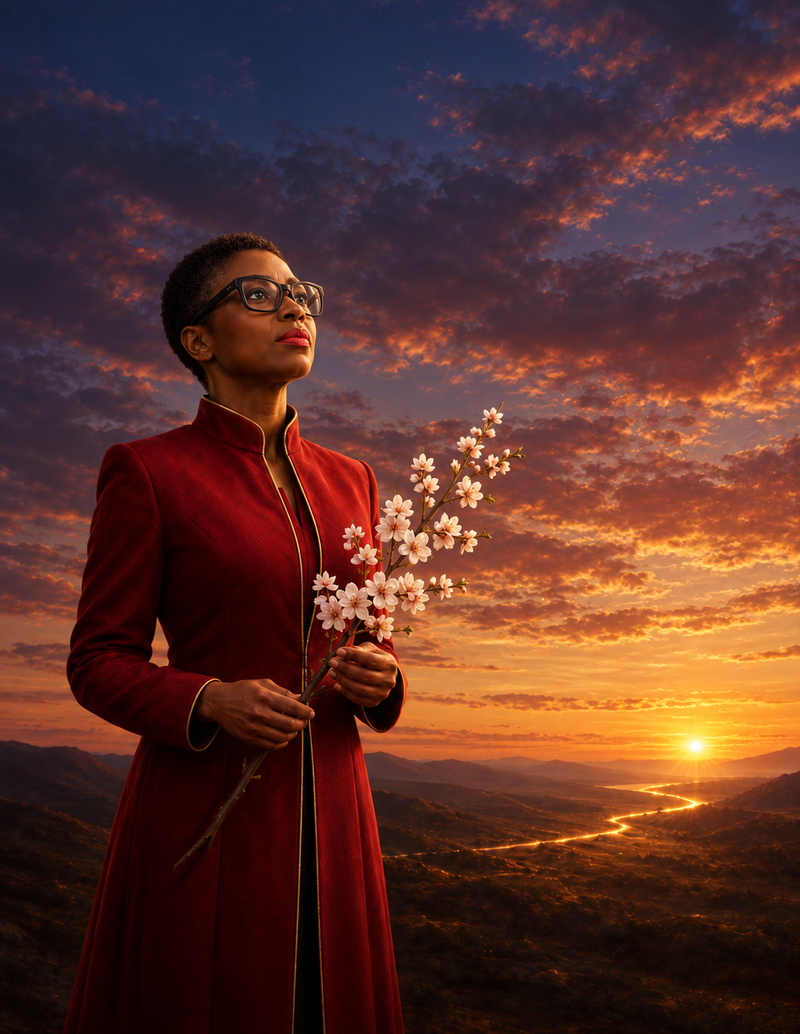 Personalized wordless portrait of Dr. Sherry-Ann Brown receiving the meaning of divine watchfulness over the word