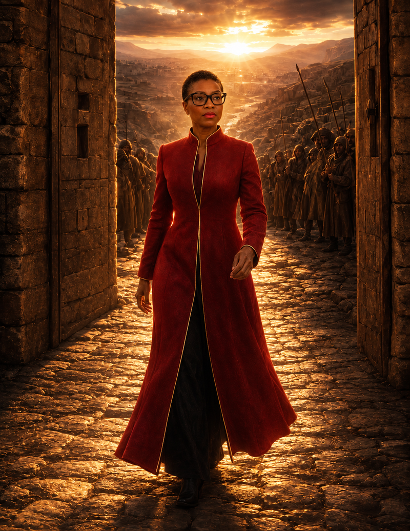 Personalized wordless portrait of Dr. Sherry-Ann Brown enduring opposition within divine presence and deliverance